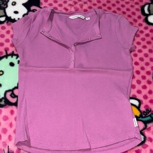 Calvin Klein Pink Buttoned Thermal Top